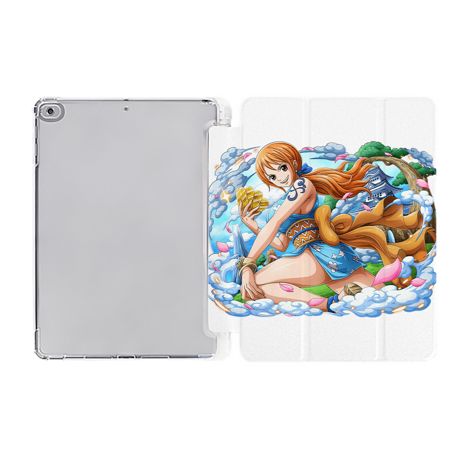 （画像用） ワンピース ナミ ONE PIECE Nami IPad ケース ペン収納付き 三つ折りスタンド PUレザー×シリコン 対応機種9.5/10.5/10.9インチ
